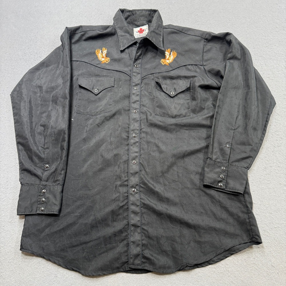 MWG Western Shirt Men's 3XL Black Relaxed Pearl Snap Long Sleeve Cowboy Canada